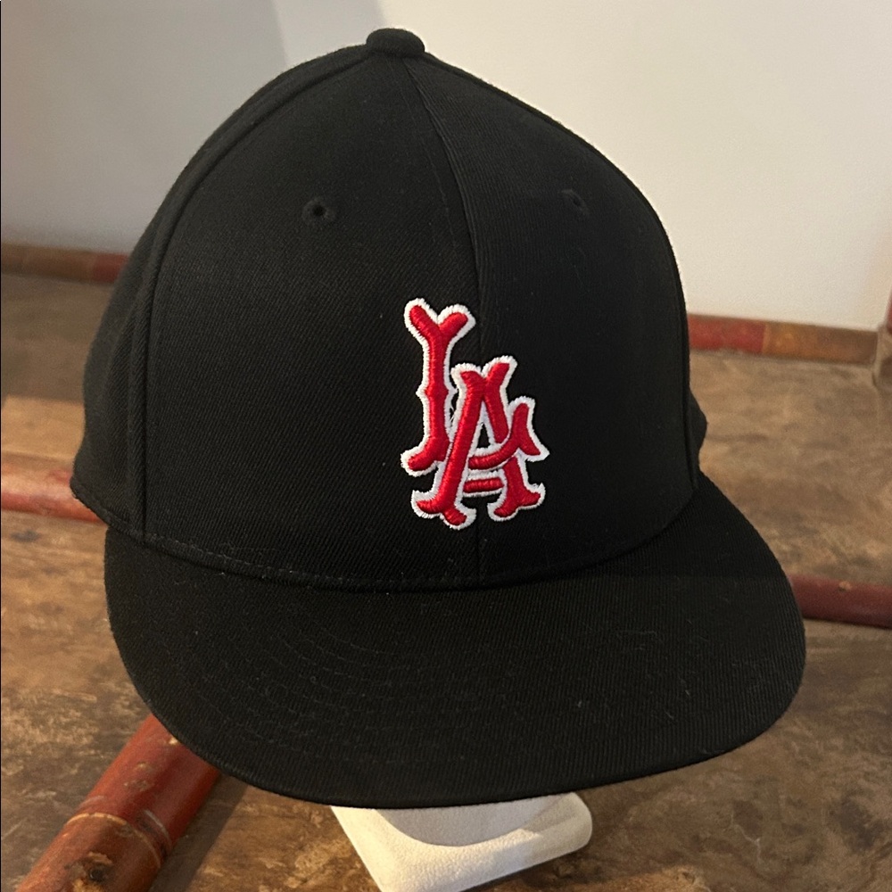 Black Dodgers Hat with Red Logo